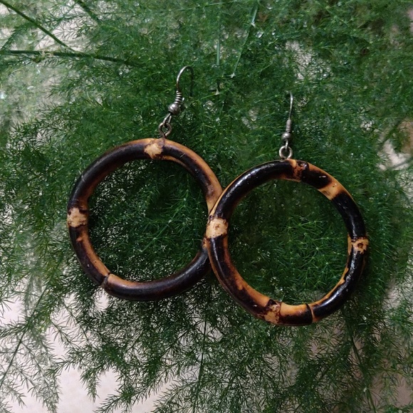 Bamboo Hoop Earrings - Picture 2 of 3